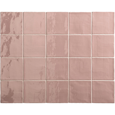 ÉCHANTILLON Terravito Viondo Carrelage murale - 13x13cm - 10mm - Carré - Rose Brillant