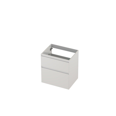 INK Wastafelonderkast - 60x45x65cm - 2 lades - greeploos - MDF lak - Hoogglans wit