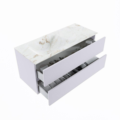 MONDIAZ VICA-DLUX Ensemble meuble de salle de bains - 110cm - meuble bas Cale - 2 tiroirs - vasque encastrée Cloud gauche - 1 trou de robinet - version haute 60cm - Frappe