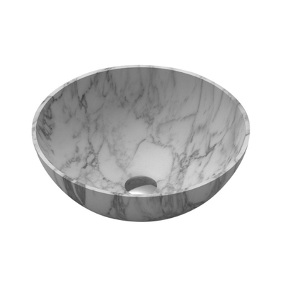 Saniclass Java Marble Waskom - 42x42x15cm - rond - marmer - wit SHOWROOMMODEL