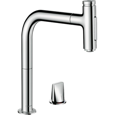Hansgrohe Metris Select M71 2-gats - 1 greeps keukenkraan - met uittrekbare. vuistdouche - hoogglans chroom