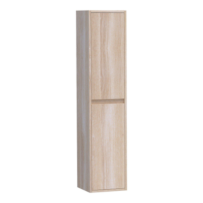 BRAUER Adore armoire de salle de bains - 160x35x35cm - avec 2 portes sans poignée ouvrant à gauche ou à droite chêne à lamelles blanc