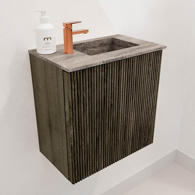 Mondiaz JOYA-DLUX 40cm toiletmeubel - kleur Shadow - Wastafel FAYE positie Rechts 1 kraangat kleur Oza.