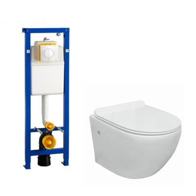 Nemo Go Compact Pack WC sans bride avec réservoir encastrable Wisa XS abattant frein de chute et déclipsable et plaque de commande blanc