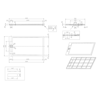 Best Design Decent douchebak 160x90x4.5cm solid surface wit mat