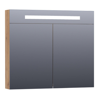 BRAUER Promise Deluxe armoire de toilette – 80 x 70 x 15 cm – LED directe – 2 portes, portes-miroir double face – Chateau