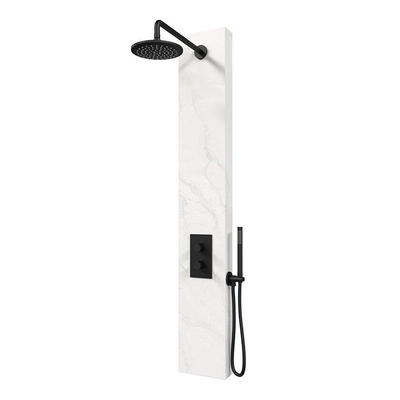 BRAUER Black Edition opbouw regendoucheset – 20 cm hoofddouche – gebogen wandarm – staafhanddouche – 2 functies