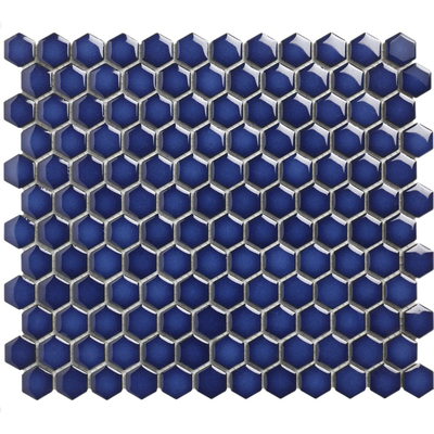 La Mosaic Factory Barcelona carreau mosaïque - 26x30cm - carrelage mural - Hexagone/Hexagone - Porcelaine Bleu Cobalt Brillant