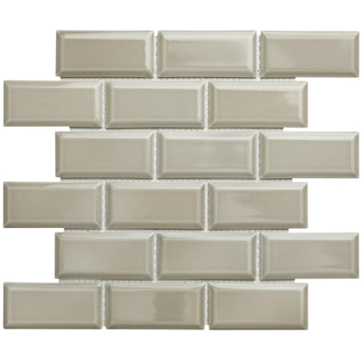 La Mosaic Factory Paris carreau mosaïque - 28,8x29,4cm - carrelage mural - Rectangulaire - Porcelaine Gris Clair Brillant