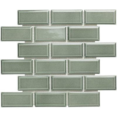 La Mosaic Factory Paris carreau mosaïque - 28,8x29,4cm - carrelage mural - Rectangulaire - Porcelaine Vert Gris Brillant