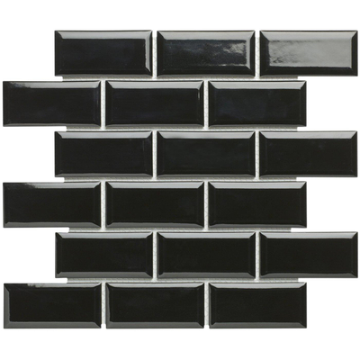La Mosaic Factory Paris carreau mosaïque - 28,8x29,4cm - carrelage mural - Rectangulaire - Porcelaine Noir Brillant