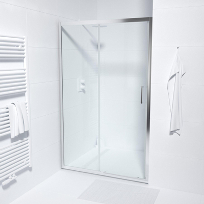 FugaFlow ID06 Quick Fit porte de douche coulissante - 120x190cm - 6mm verre de sécurité - profilé aluminium - anti calcaire - Chrome