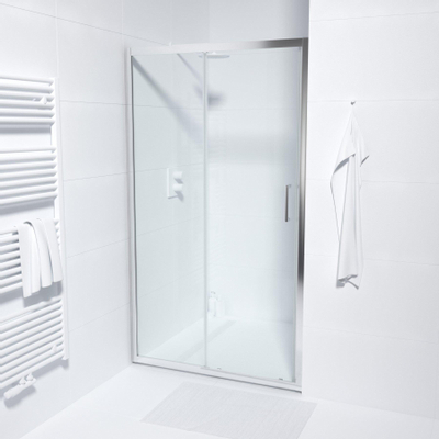 FugaFlow ID06 Quick Fit porte de douche coulissante - 110x190cm - 6mm verre de sécurité - profilé aluminium - anti calcaire - Chrome