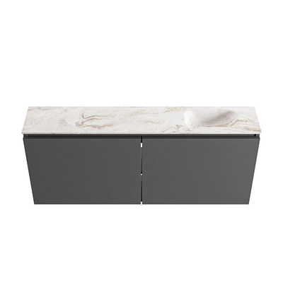 MONDIAZ TURE-DLUX meuble WC 120 cm Dark Grey. EDEN lavabo Frappe position à droite. Sans trou de robinet.