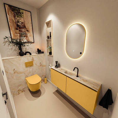 MONDIAZ TURE-DLUX 120cm toiletmeubel Ocher. EDEN wastafel Frappe positie midden. Met 1 kraangat.