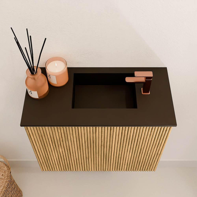 Mondiaz JOYA 50cm meuble de toilette - couleur Oak - Vasque FAYE position Droite 1 trou de robinet couleur Urban.
