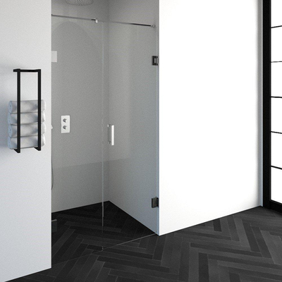 BRAUER Crée porte de douche 110x200cm 2 pièces sans cadre avec anti-calcaire et verre de sécurité 8mm chrome brillant