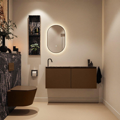 MONDIAZ TURE-DLUX 120cm toiletmeubel Rust. EDEN wastafel Lava positie links. Met 1 kraangat.