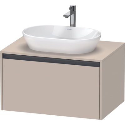 Duravit Ketho.2 Wastafelonderbouwkast - inclusief consoleplaat - met 1 lade - 80x55x45.9cm - met handgreep antraciet - taupe supermat