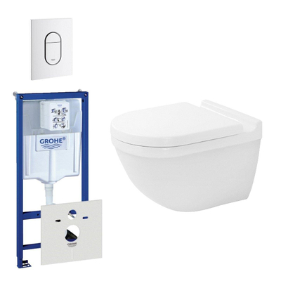 Duravit Starck Ensemble WC composé de réservoir encastré, cuvette, abattant et plaque de commande blanc