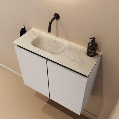 MONDIAZ TURE-DLUX 60cm toiletmeubel Linen. EDEN wastafel Ostra positie links. Zonder kraangat.