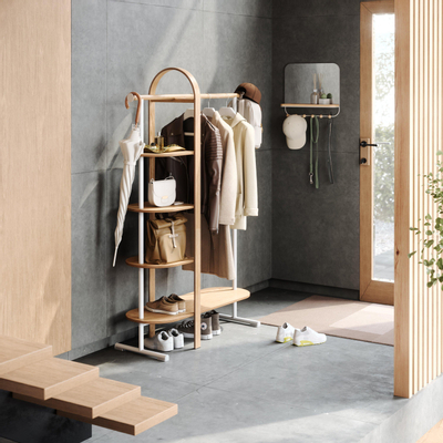 Umbra Bellwood porte-vêtements - 106x39x167cm - bois d'eucalyptus blanc/naturel