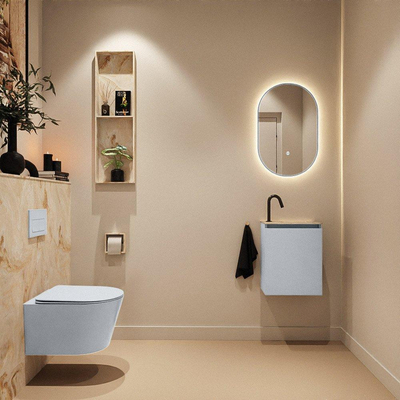 MONDIAZ TURE-DLUX 40cm toiletmeubel Clay. EDEN wastafel Frappe positie rechts. Met 1 kraangat.