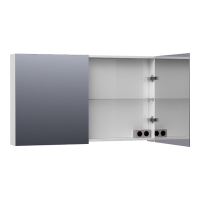 BRAUER Impress spiegelkast – 119x70x15 cm – 2 deuren, dubbelzijdige spiegeldeuren – Wit hoogglans