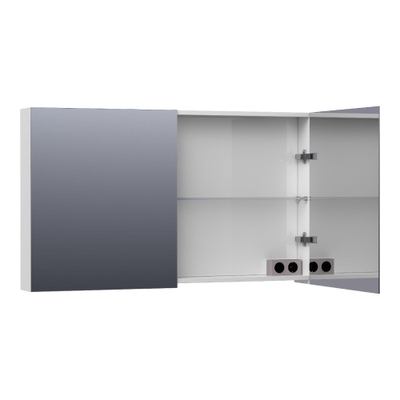 BRAUER Plain Spiegelkast - 120x70x15cm - 2 links/rechtsdraaiende spiegeldeuren - MDF - hoogglans wit