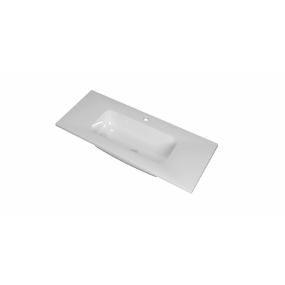 INK Reflekt wastafel - 100x40x1.5cm polystone midden met 1 kraangat - glans wit