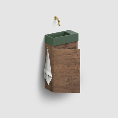 Clou InBe Meuble lave-mains - 36x55x18cm- gauche - chêne foncé