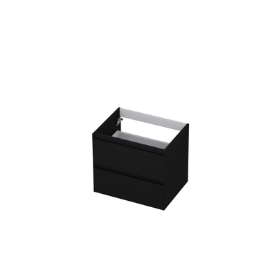 INK Wastafelonderkast - 60x45x52cm - 2 lades - greeploos - MDF lak - Zwart mat