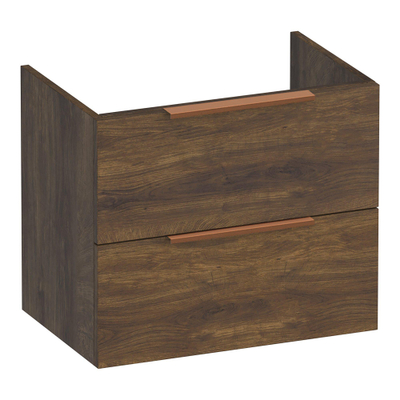 BRAUER Elevate wastafelonderkast ondiep 60 excl. opleggrepen 2 softclose lades en 1 sifon uitsparing - Grove