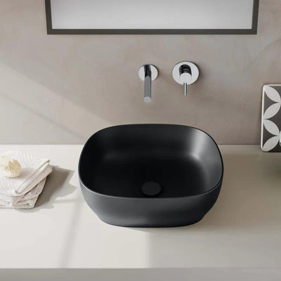 Vitra outline lavabo en saillie carré sans trou pour robinet, sans trop-plein 47x41cm noir mat