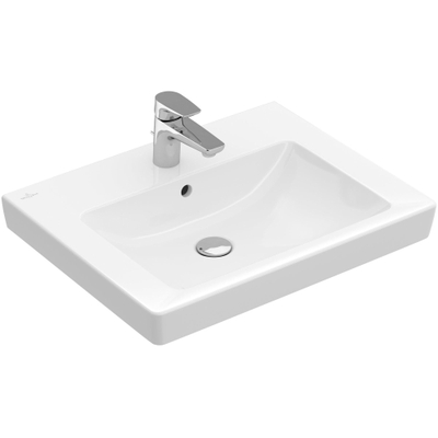 Villeroy & Boch Subway 2.0 wastafel onderzijde - geslepen - 60x47cm inclusief kraangat - met overloop - White Alpine (glans wit)