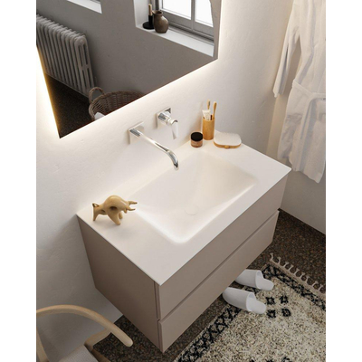 ENSEMBLE DE MEUBLE MONDIAZ VICA - 80cm - 2 tiroirs - lavabo Cloud central - 0 trous de robinet - solid surface smoke
