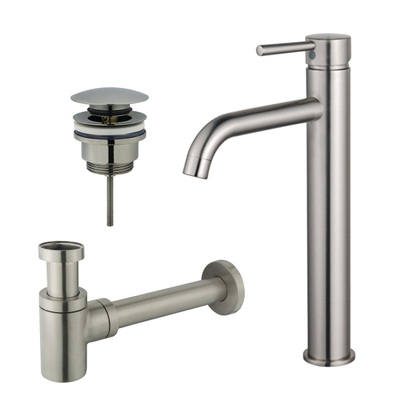 Fortifura Calvi wastafelkraanset - voorsprong 16.8cm - PVD - geborsteld rvs