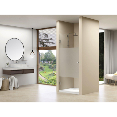 Van Rijn Products ST01 Nisdeur - 80x200cm - helder Clearglas - dikte 8mm - met geprinte baan - 100cm - RVS