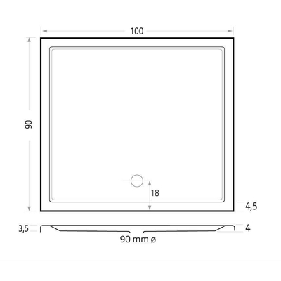 Xenz Mariana douchebak - 100x90x7 - Acryl - wit