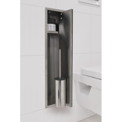 Looox ensemble brosse de toilette fermée - inox brossé