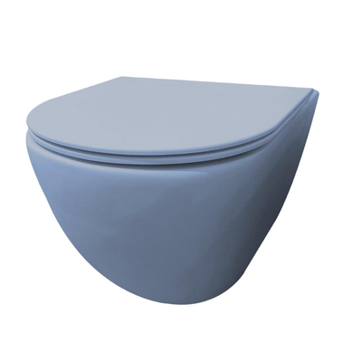 Best Design morrano-49-zonder-spoelrand wandcloset blinde bevestiging incl. zitting mat-lichtblauw lichtblauw mat
