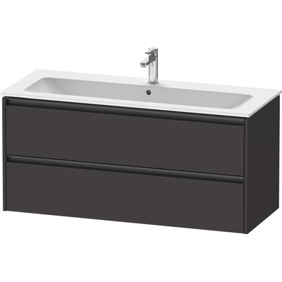 Duravit ketho 2 meuble de lavabo avec 2 tiroirs pour lavabo simple 121x48x55cm avec poignées anthracite graphite super mat