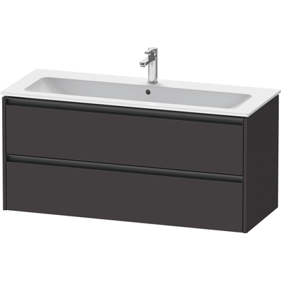 Duravit Ketho.2 Wastafelonderbouwkast - met 2 laden - voor enkele wastafel - 121x48x55cm - met grepen antraciet - grafiet supermat