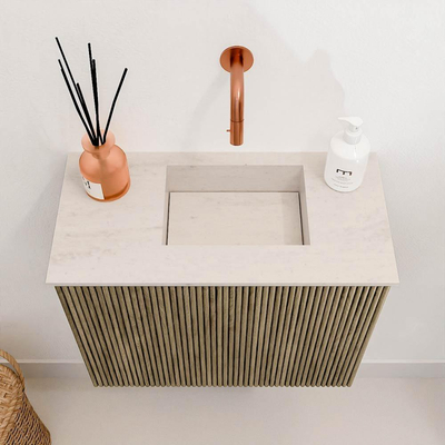 Mondiaz JOYA-DLUX 50cm meuble de toilette - couleur Dusk - Lavabo FAYE position Droite Sans trou de robinet couleur Meli.