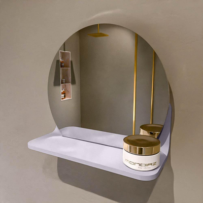 Mondiaz SPOT Badkamerspiegel - rond 30cm - spiegelplanchet - kleur Cale