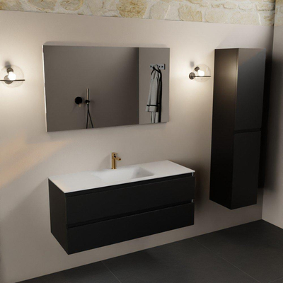 Mondiaz AIVY Ensemble de meuble - 120x45x50cm - 1 trou de robinet - 1 vasque Talc Solid surface - Centre - 2 tiroirs - avec miroir - MDF Urban