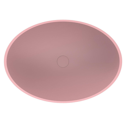 Arcqua prince lavabo en saillie 49x34cm ovale en marbre coulé rose mat