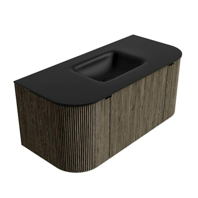 Mondiaz KURVE Ensemble de meuble salle de bain - 100x46x40cm - 1 tiroir - 2 portes - lavabo en solid surface - milieu - 1 trou de robinet - Shadow