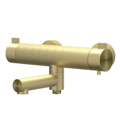 IVY Tribe Mitigeur thermostatique de baignoire apparent - bec de baignoire pivotant - inverseur - acier inoxydable 316 - or mat brossé PVD