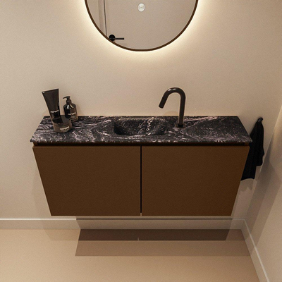 MONDIAZ TURE-DLUX Meuble toilette - 100cm - Rust - EDEN - vasque Lava - position centrale - 1 trou de robinet